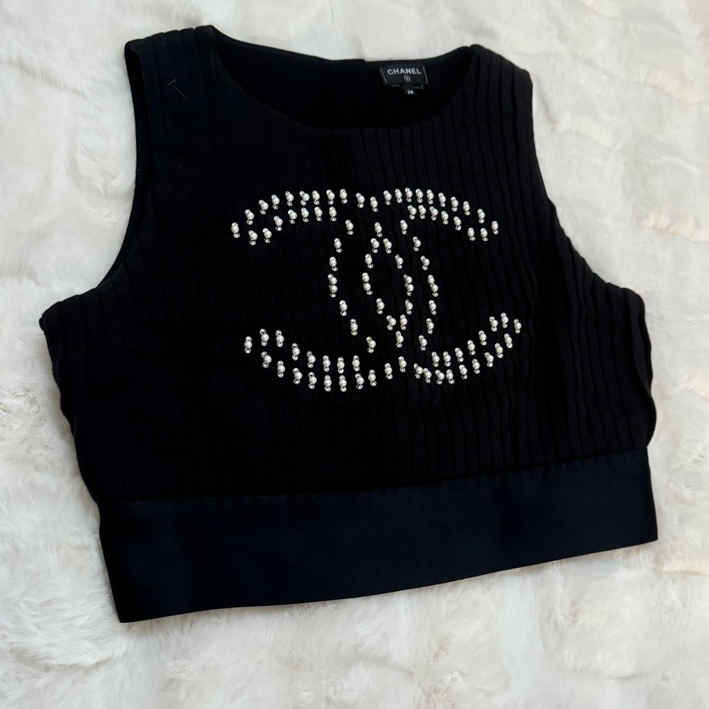 Chanel CC Pearl Crop Top Vest
